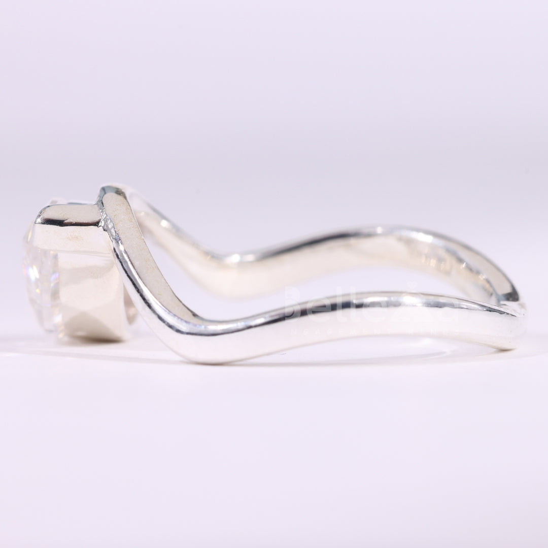 2.0CT Marquise Cut Solitaire Curved Moissanite Engagement Ring