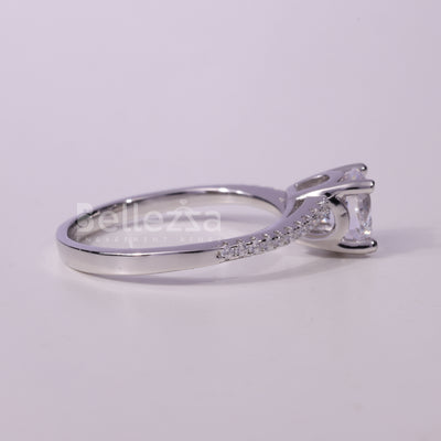 1.0CT Round Cut Pave Setting Moissanite Engagement Ring