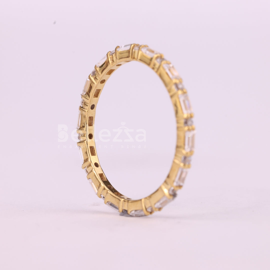 Baguette & Round Cut Full Eternity Moissanite Wedding Band
