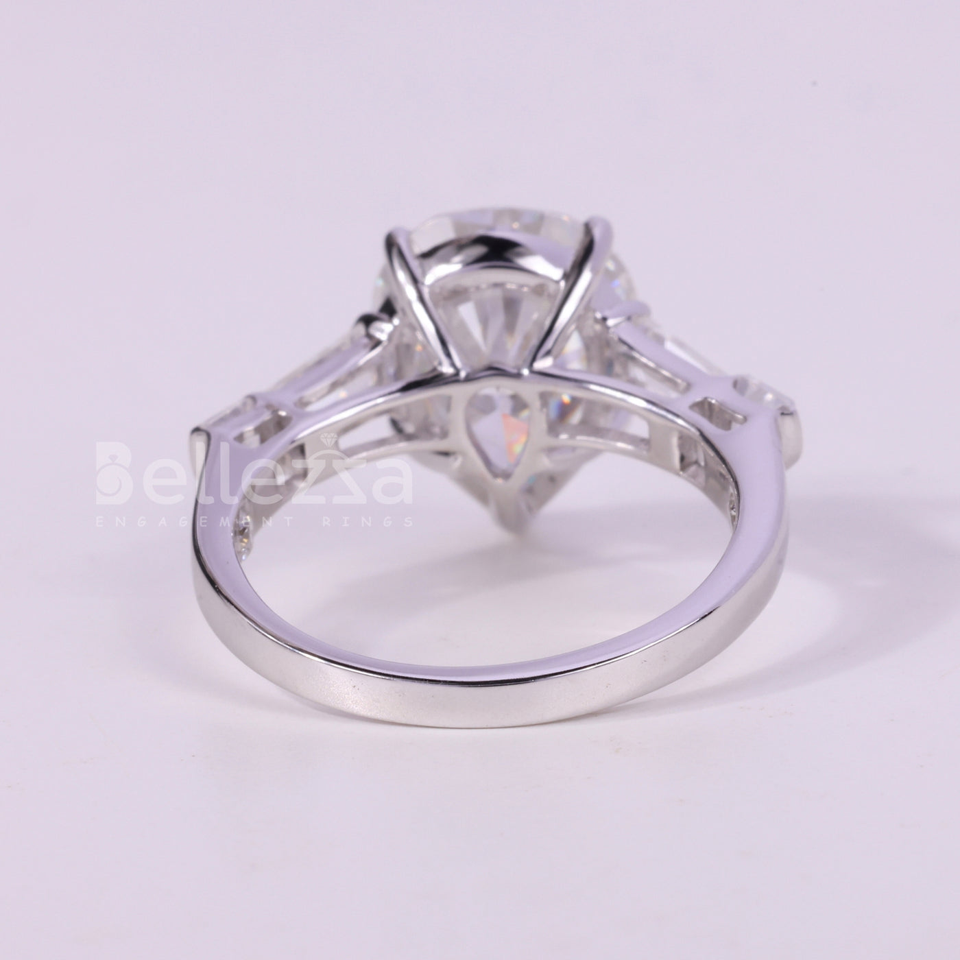 1.0CT Pear Cut Three Stone Moissanite Engagement Ring