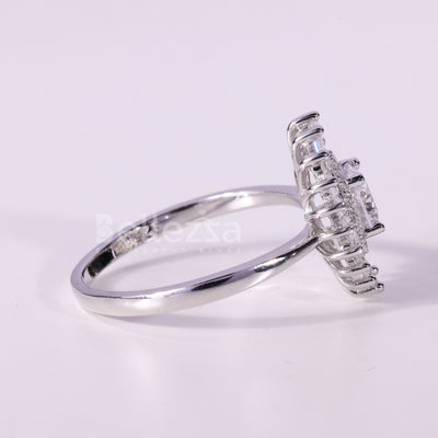 0.50CT Round Cut Halo Cluster Diamond Moissanite Engagement Ring