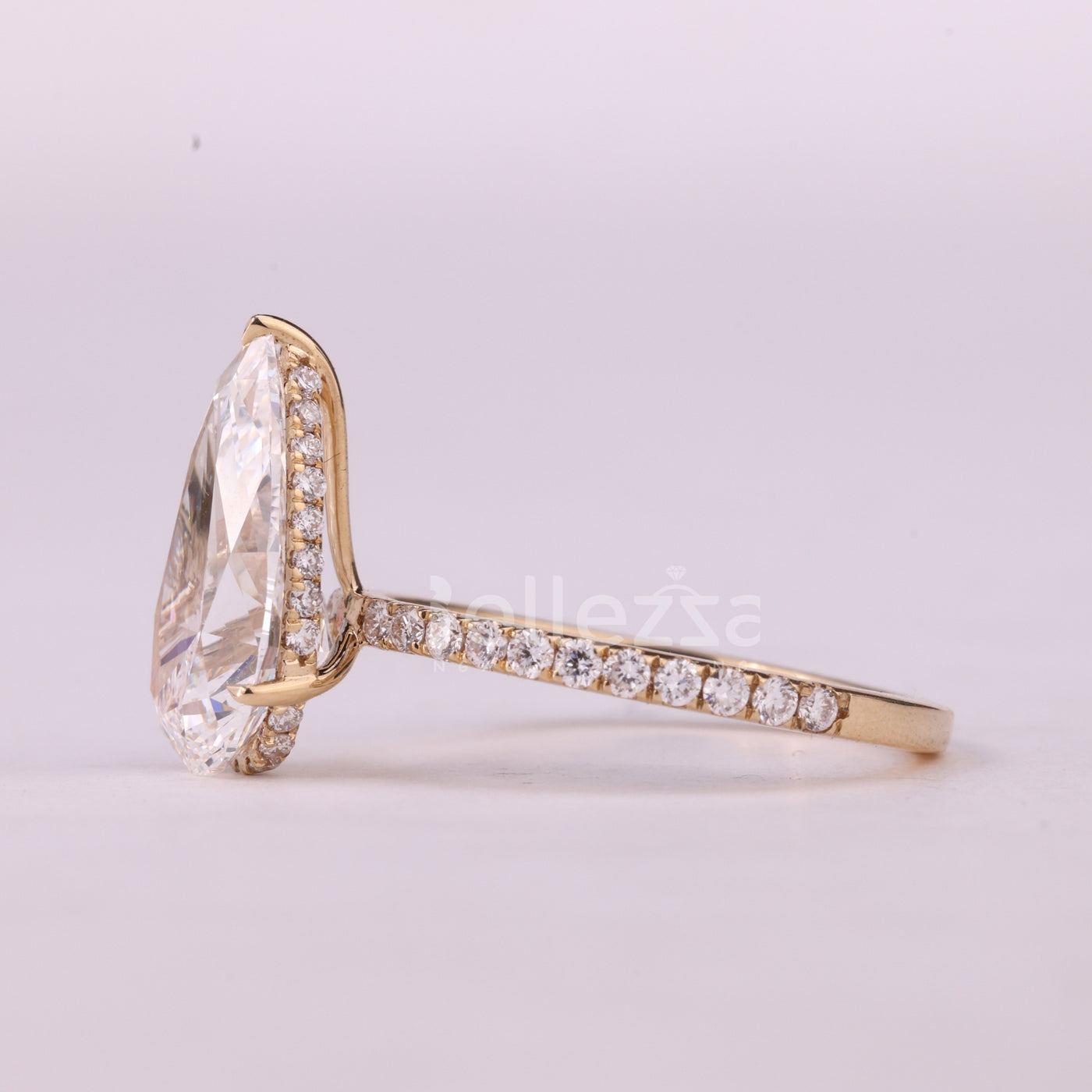 5.50CT Pear Cut Diamond Moissanite Hidden Halo Engagement Ring