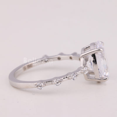1.50CT Oval Cut Petite Pave Setting Moissanite Engagement Ring