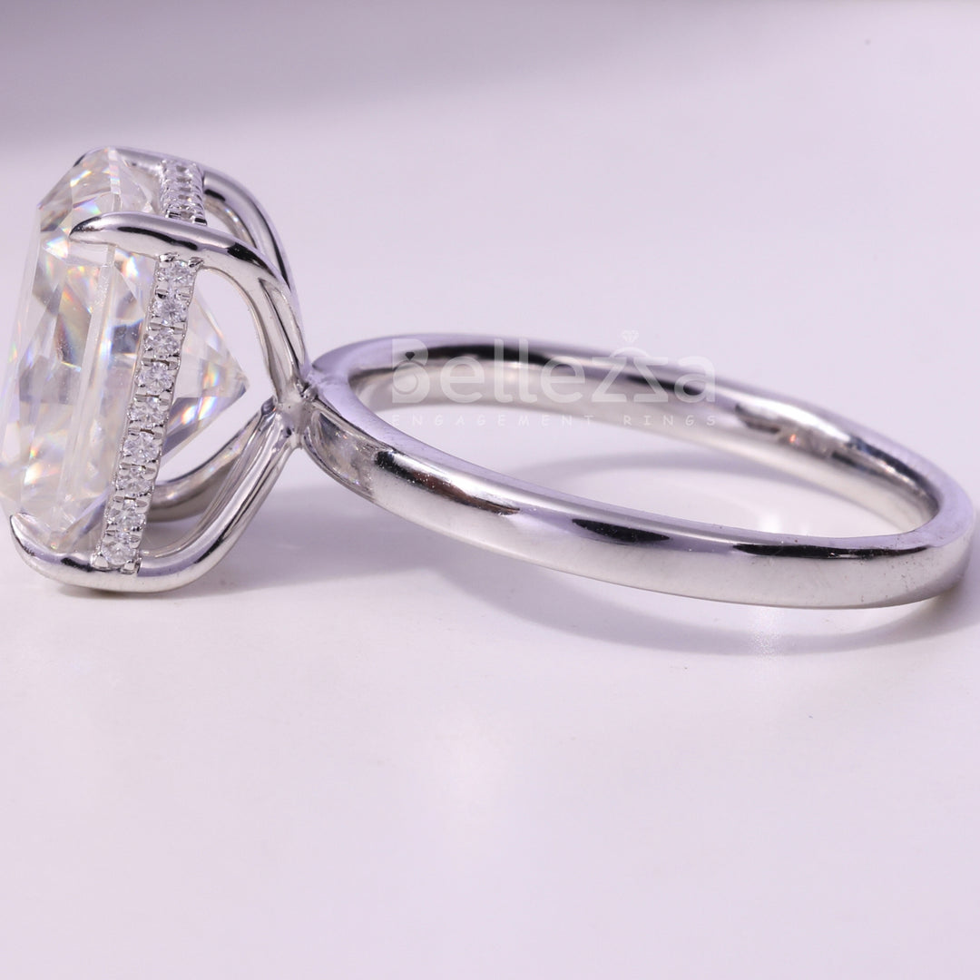 3.0CT Radiant Cut Hidden Halo Moissanite Engagement Ring