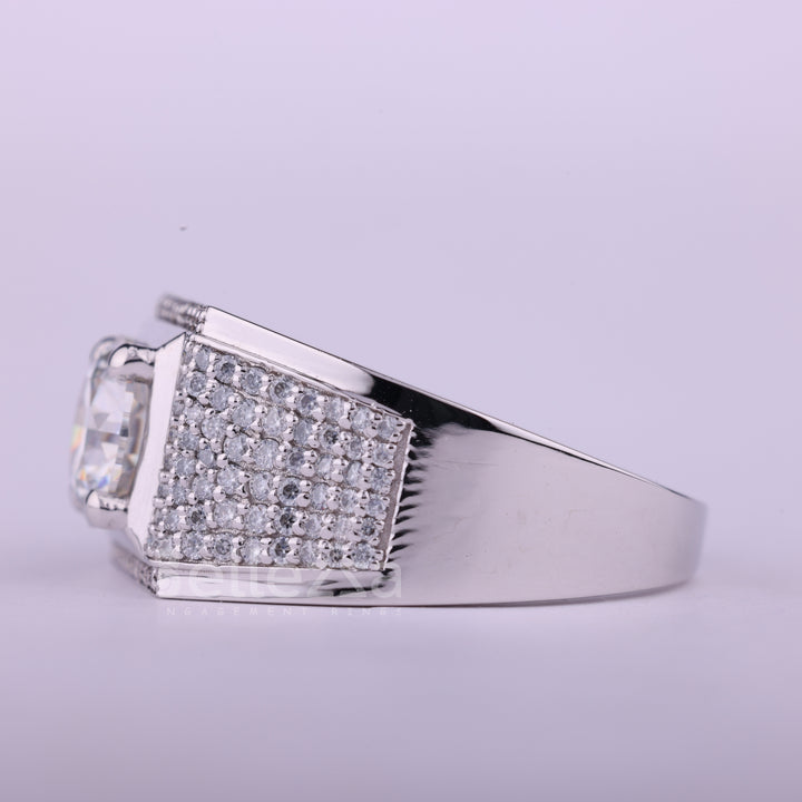 1.0CT Round Cut Cluster Diamond Moissanite Men's Engagement Ring