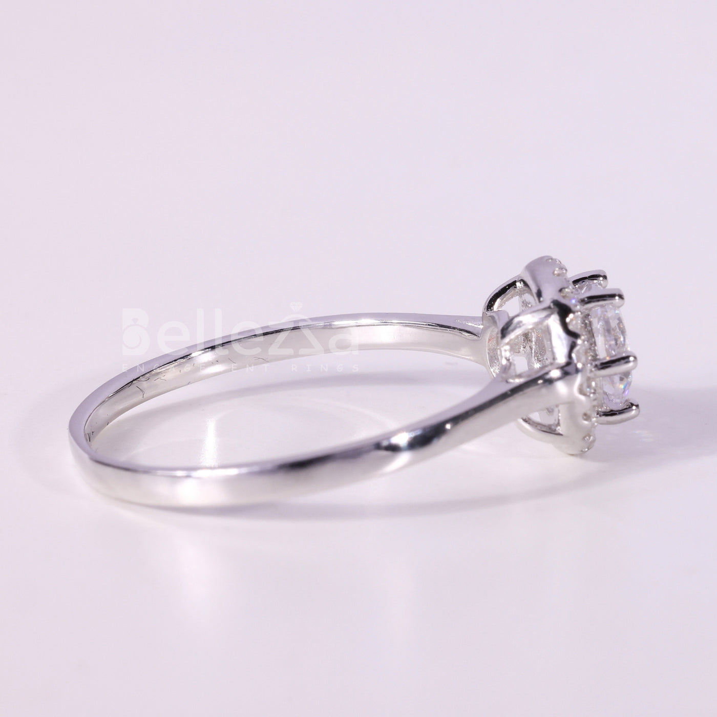 0.50CT Round Cut Diamond Halo Setting Moissanite Engagement Ring