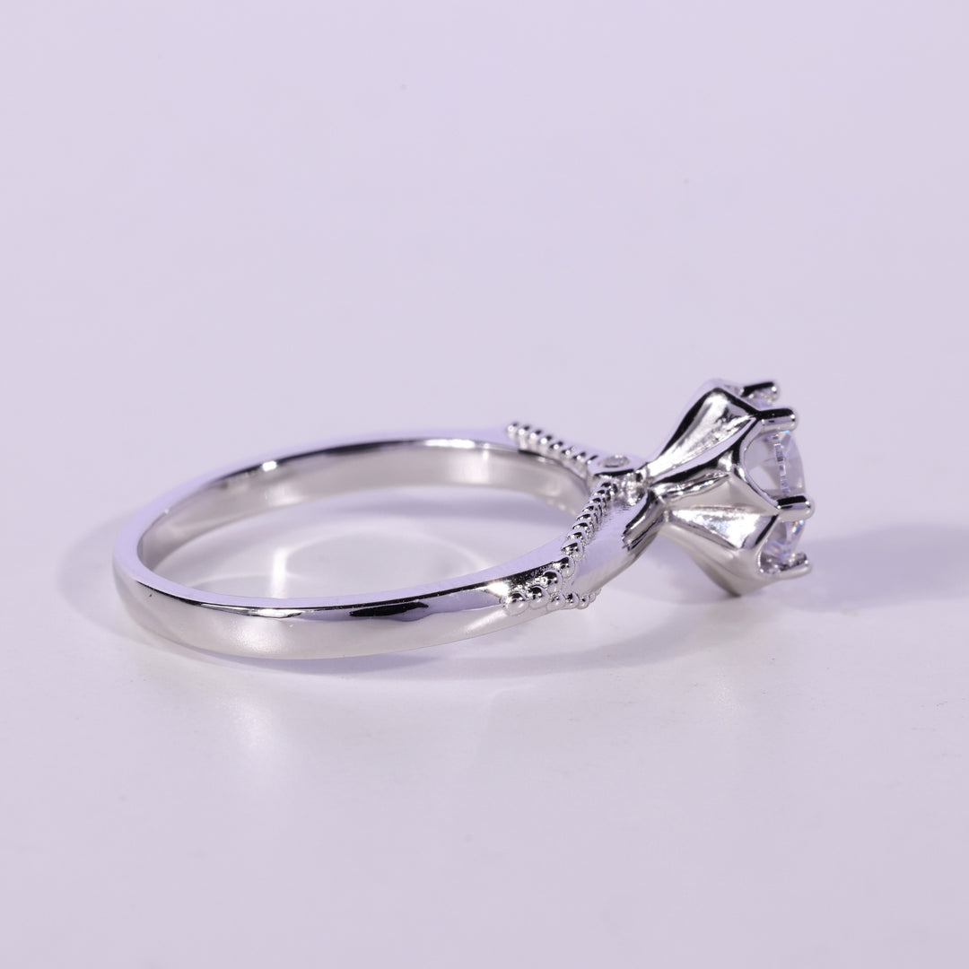 1.0CT Round Cut Diamond Unique Vintage Solitaire Engagement Ring