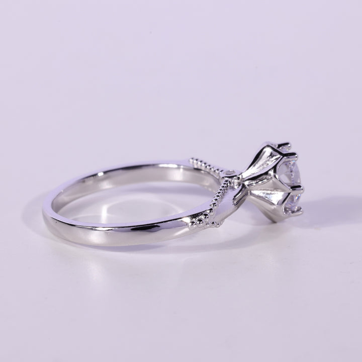 1.0CT Round Cut Diamond Unique Vintage Solitaire Engagement Ring