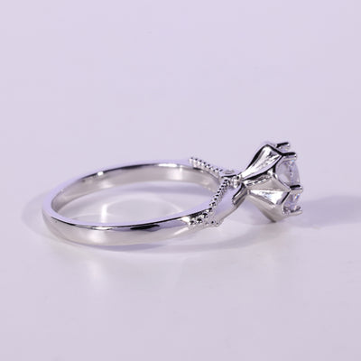 1.0CT Round Cut Diamond Unique Vintage Solitaire Engagement Ring