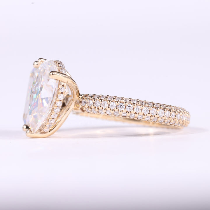 2.0CTW Emerald & Pear Cut Toi Et Moi Three Side Pave Set Engagement Ring