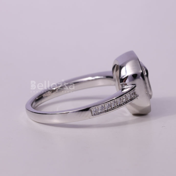 1.0CT Asscher Cut Diamond Halo Pave Setting Moissanite Engagement Ring