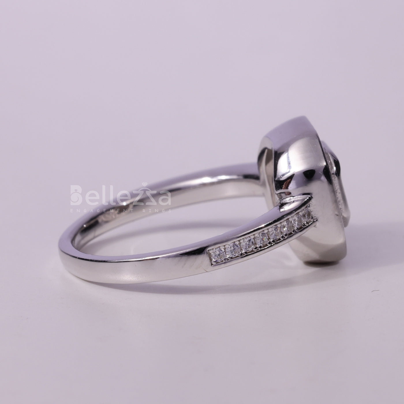 1.0CT Asscher Cut Diamond Halo Pave Setting Moissanite Engagement Ring