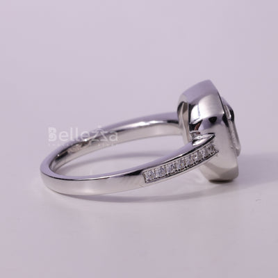 1.0CT Asscher Cut Diamond Halo Pave Setting Moissanite Engagement Ring