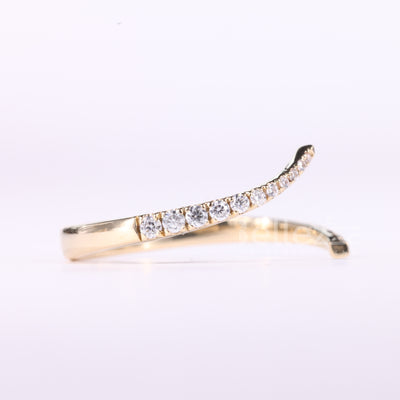 Round Cut Cluster Diamond Open Cuff Moissanite Wedding Band