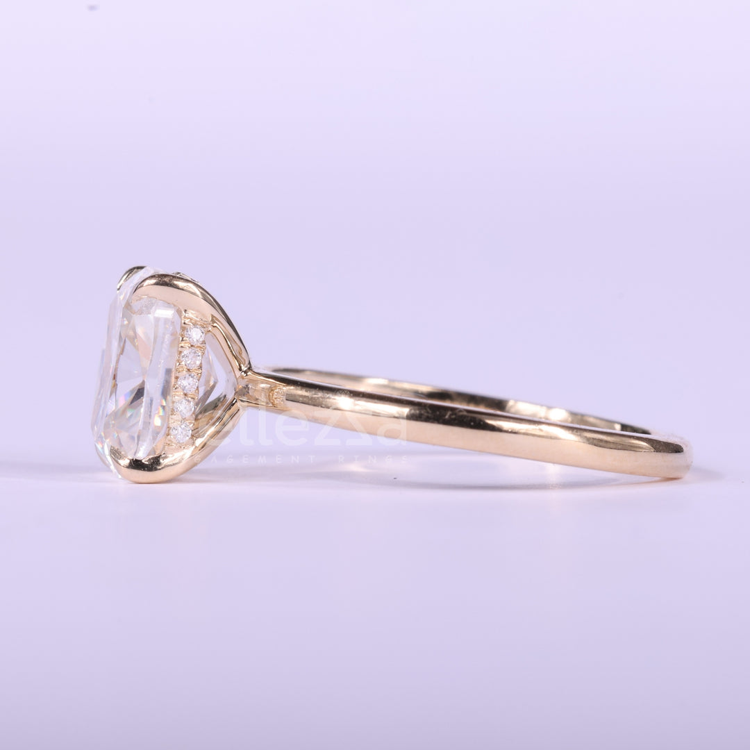 1.50CT Elongated Cushion Cut Diamond Hidden Halo Engagement Ring