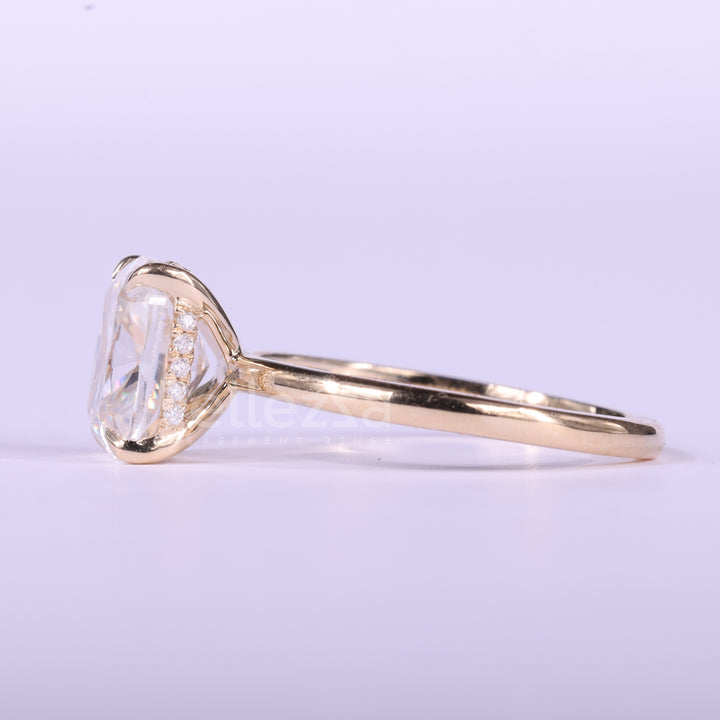 1.50CT Elongated Cushion Cut Diamond Hidden Halo Engagement Ring