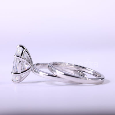 1.50CT Marquise Cut Solitaire Moissanite Plain Bridal Ring Set