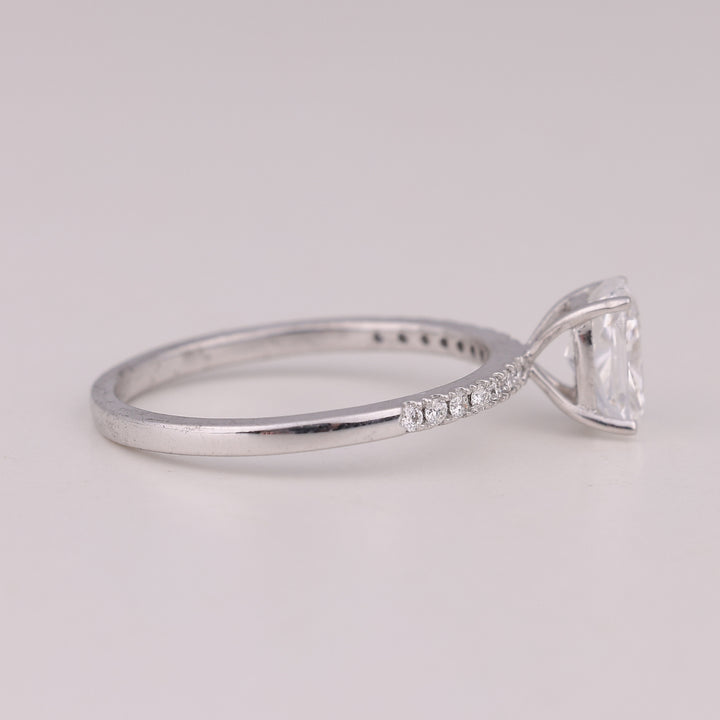 1.0CT Elongated Cushion Cut Pave Setting Engagement Ring