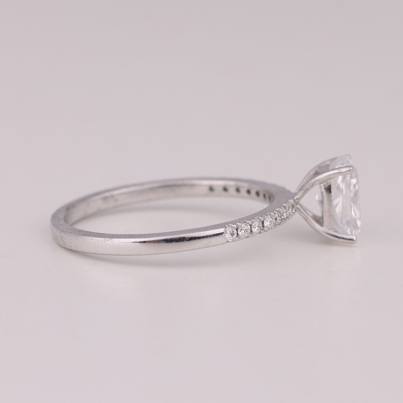 1.0CT Elongated Cushion Cut Pave Setting Engagement Ring