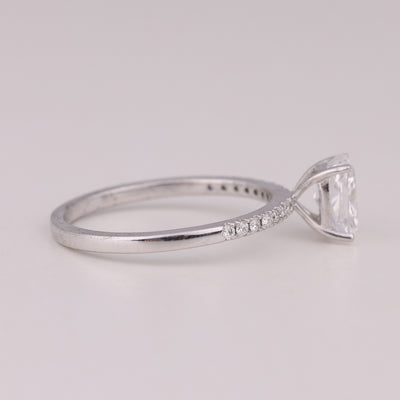 1.0CT Elongated Cushion Cut Pave Setting Engagement Ring