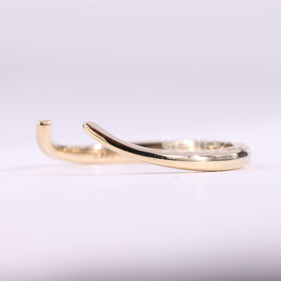 14K Solid Yellow Gold Open Cuff Style Unique Wedding Band