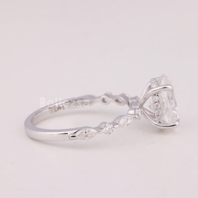 1.50CT Oval Cut Pave Setting Moissanite Engagement Ring