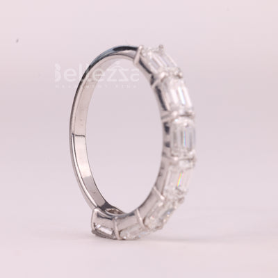 East-West Emerald Cut Half Eternity Moissanite Wedding Band