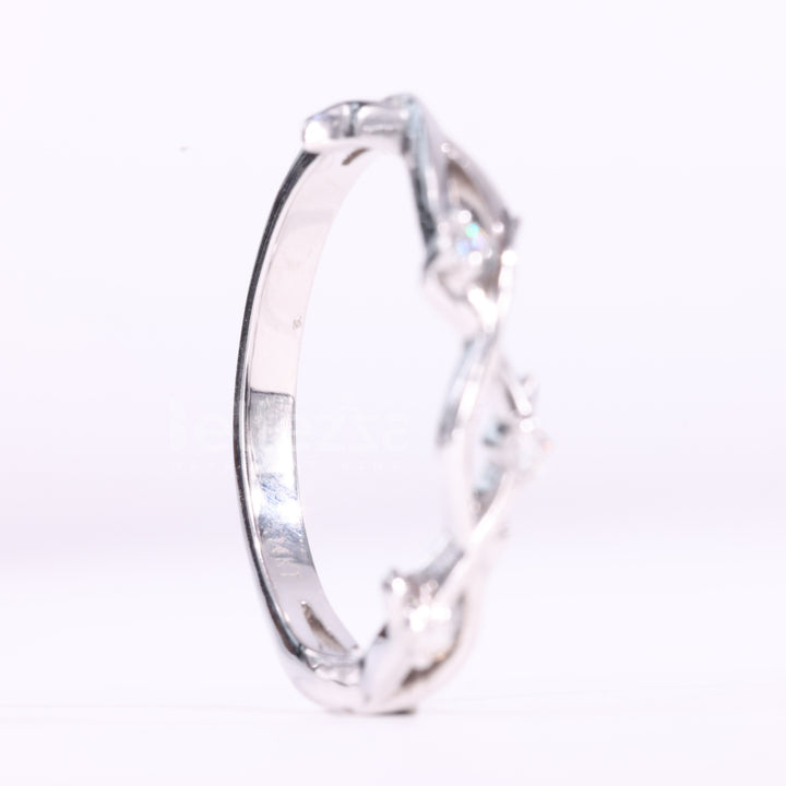 Round Cut Nature Inspired Moissanite Wedding Band