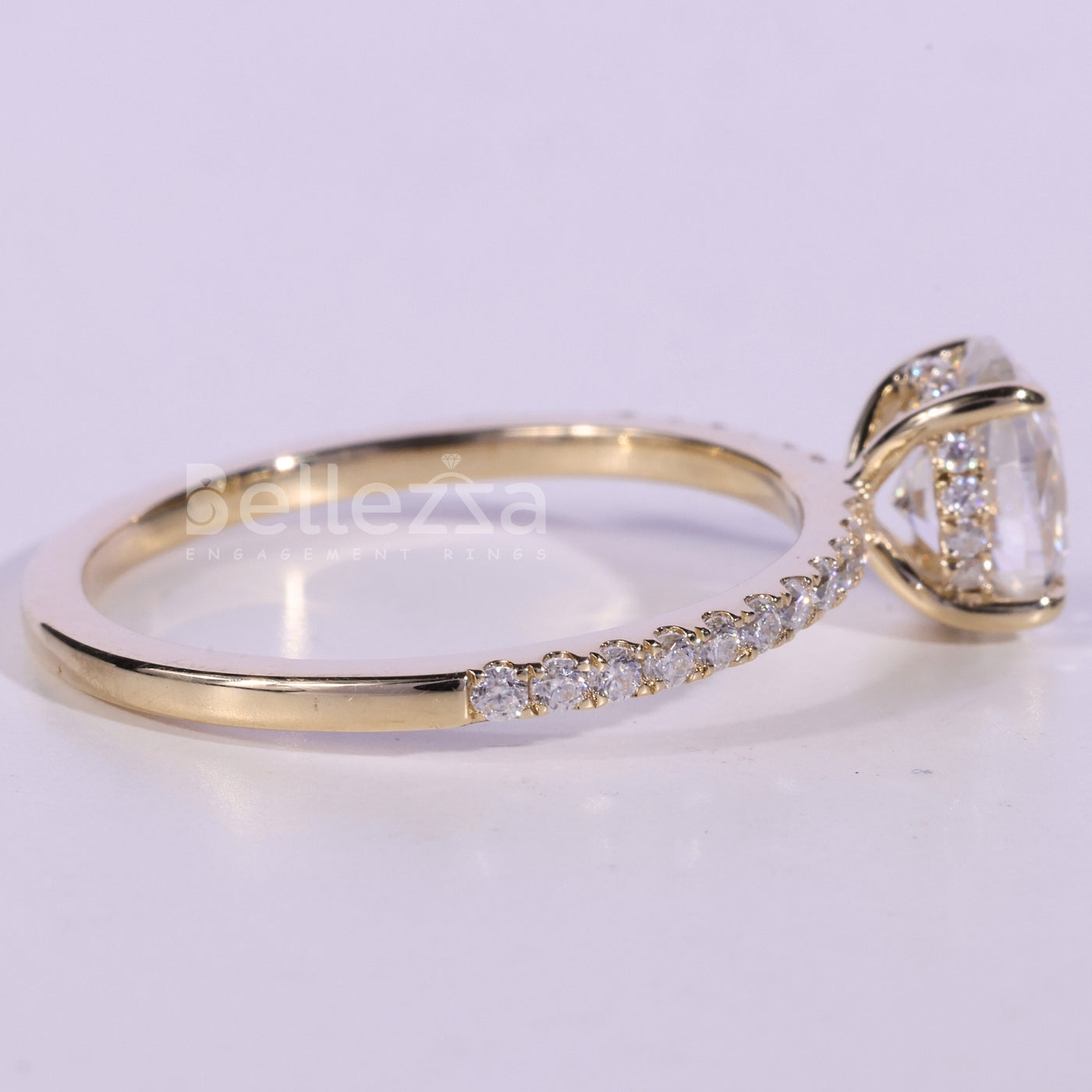 1.0CT Oval Cut Pave Setting Moissanite Engagement Ring