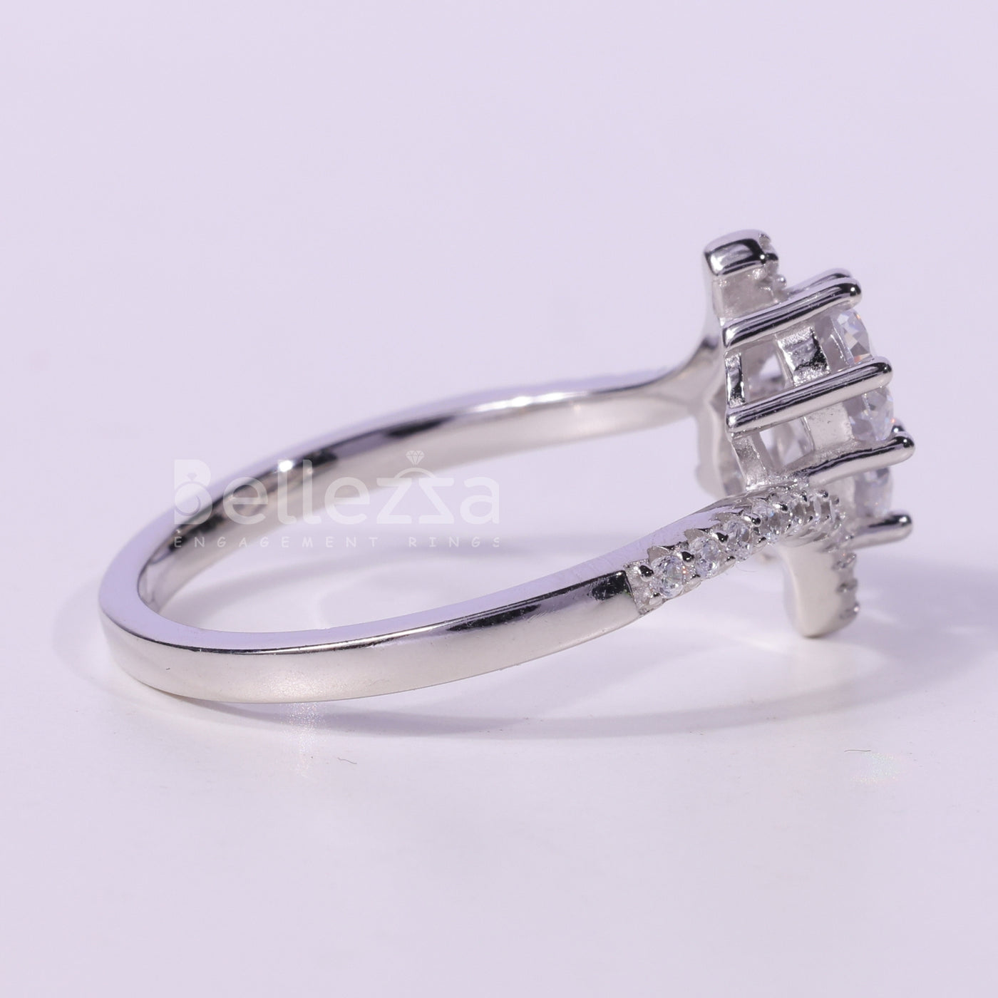 0.50CT Round Cut Unique Two Stone Moissanite Engagement Ring