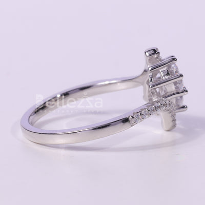 0.50CT Round Cut Unique Two Stone Moissanite Engagement Ring