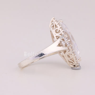 6.0CT Marquise Cut Halo Cluster Diamond Engagement Ring