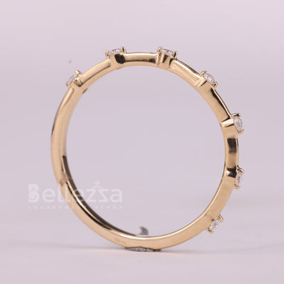 Round Cut Diamond Moissanite Petite Pave Setting Wedding Band