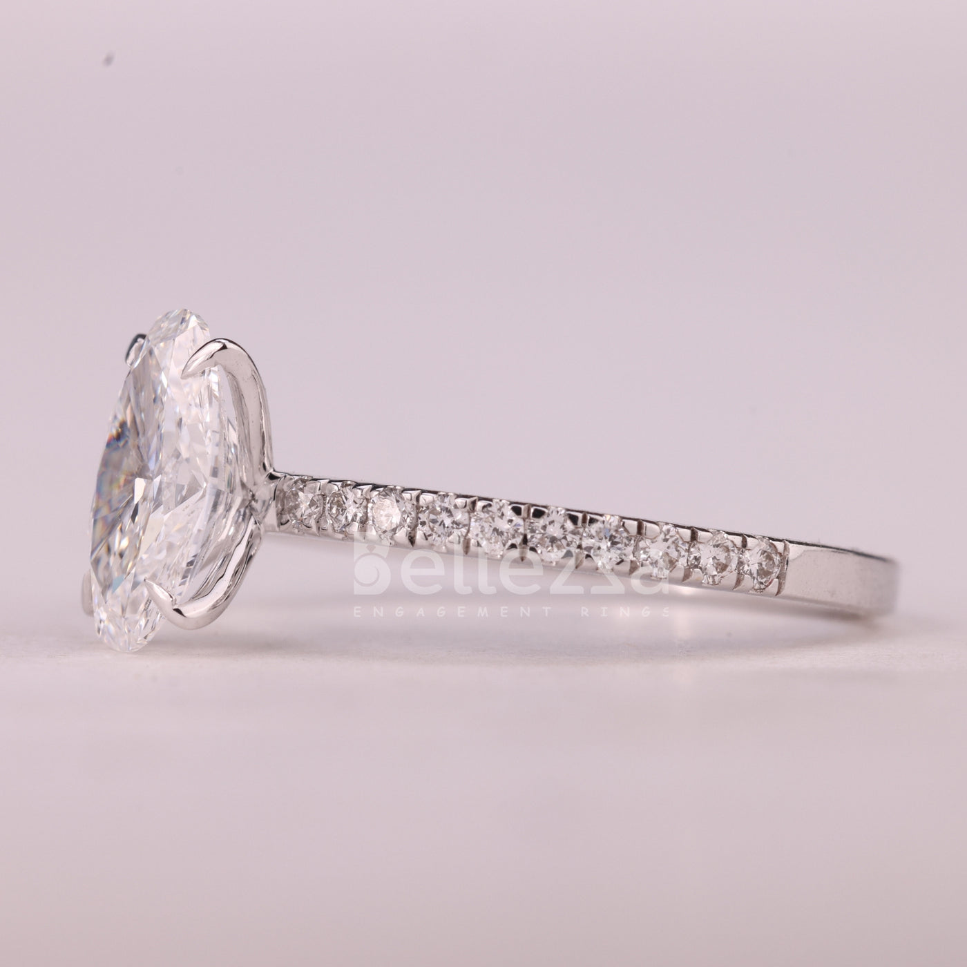 1.0CT Oval Cut Pave Setting Moissanite Engagement Ring