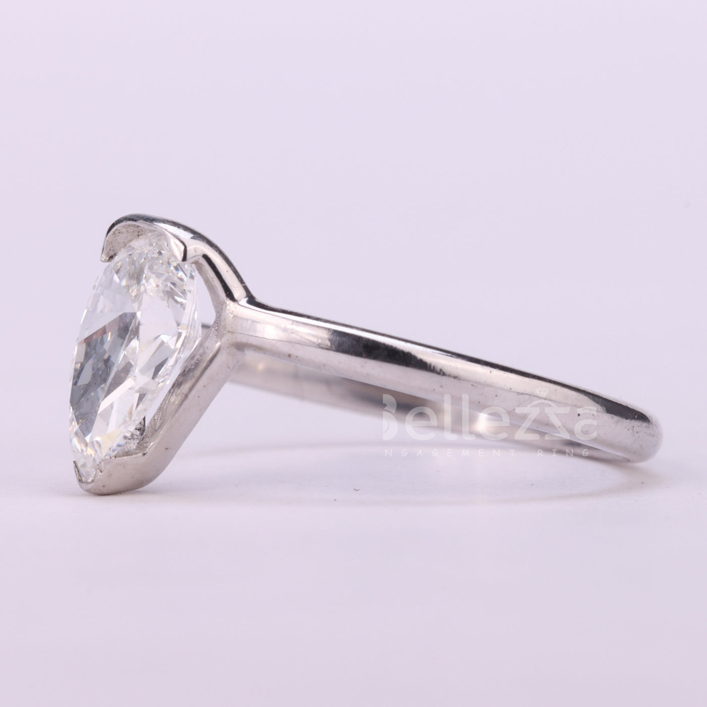 1.00CT Pear Cut Moissanite Diamond Solitaire Engagement Ring