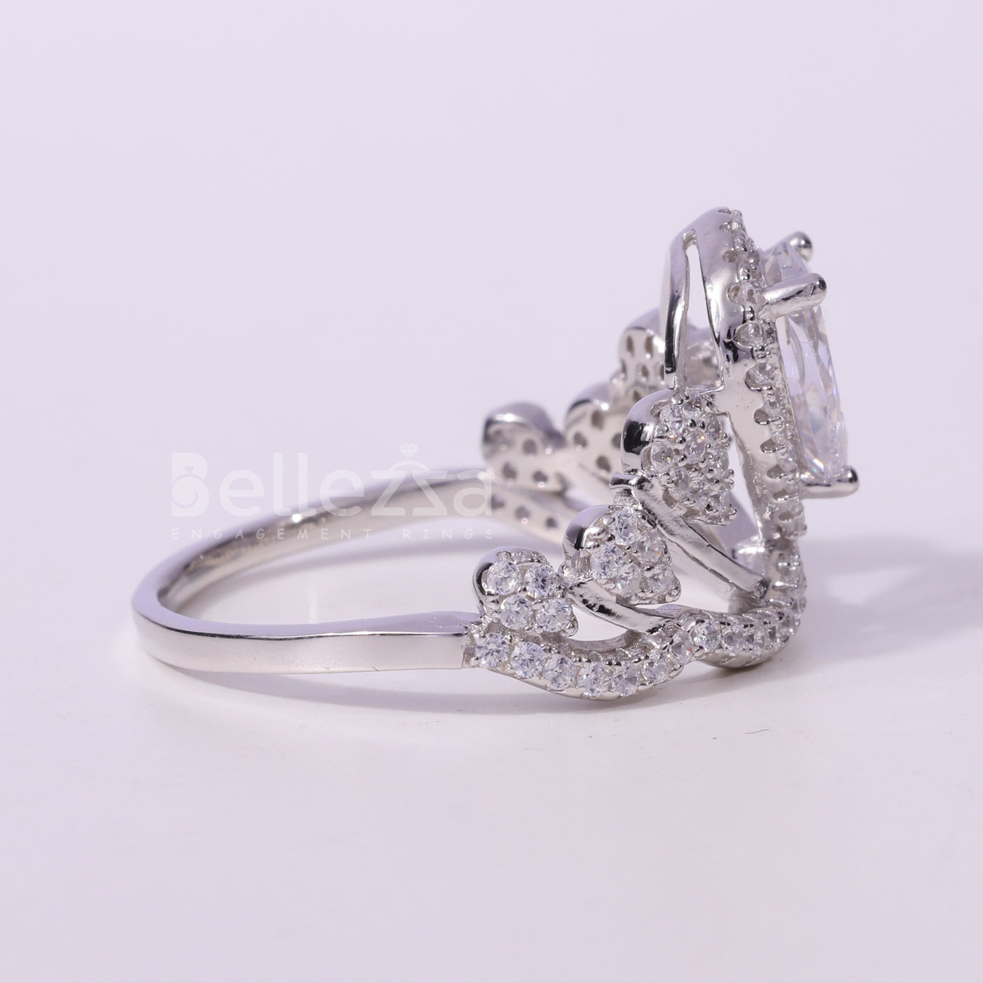0.50CT Pear Cut Cluster Diamond Moissanite Engagement Ring
