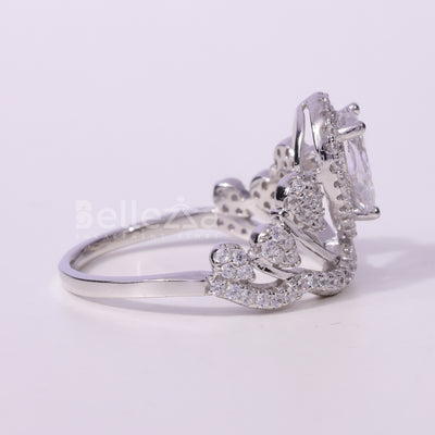 0.50CT Pear Cut Cluster Diamond Moissanite Engagement Ring