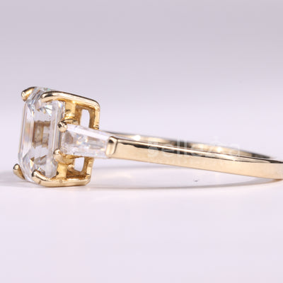 1.0CT Emerald Cut Diamond Three Stone Moissanite Engagement Ring