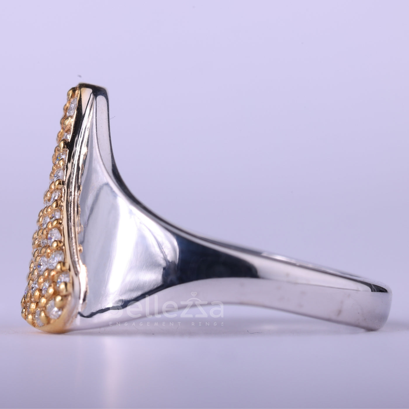 Round Cut Customized A Letter Moissanite Engagement Ring