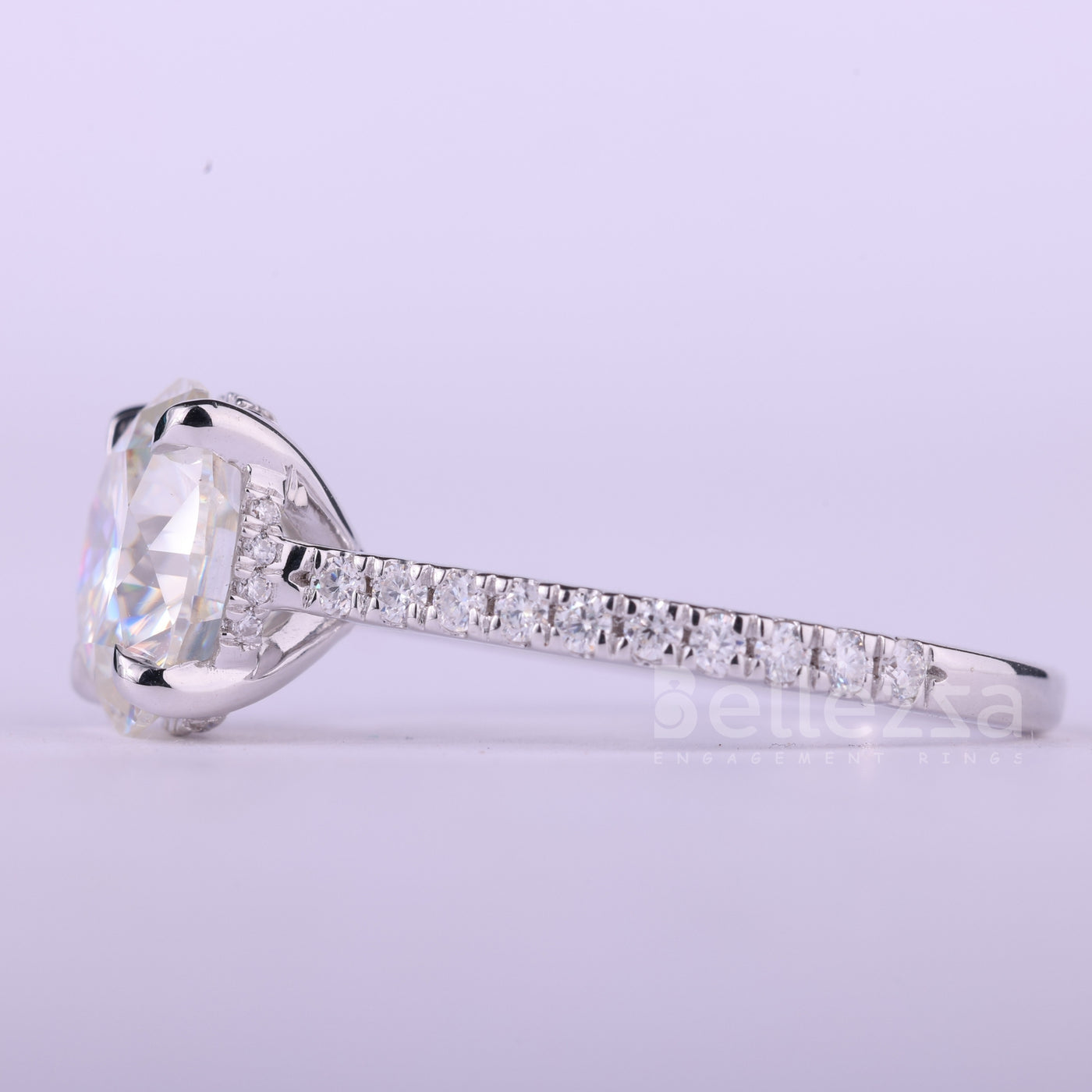 2.0CT Round Cut Diamond Pave Setting Moissanite Engagement Ring