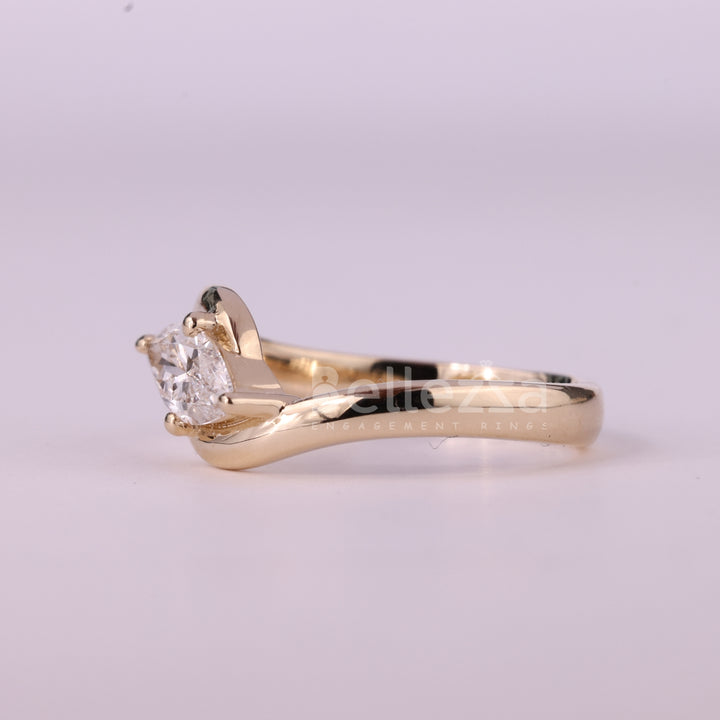 1.0CT East-West Marquise Cut Moissanite Engagement Ring