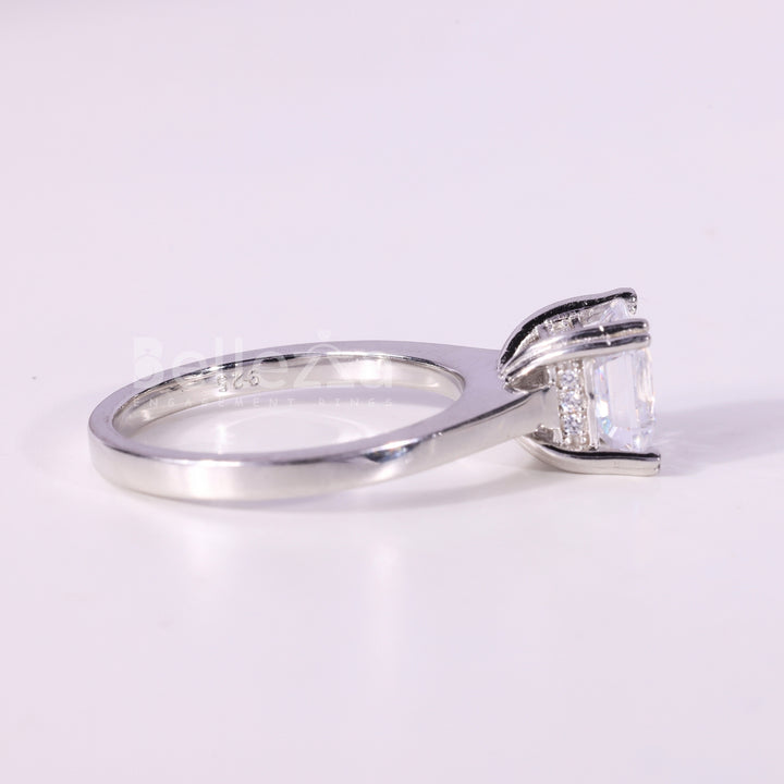 1.0CT Asscher Cut Solitaire Diamond Moissanite Engagement Ring