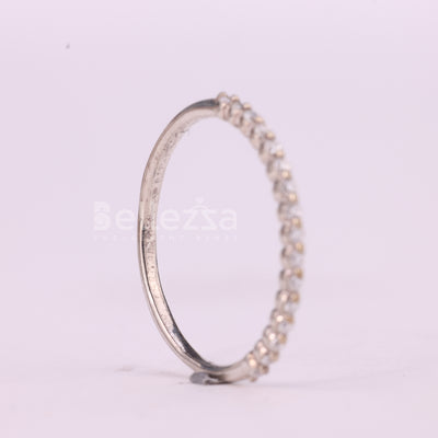 Round Cut Half Eternity Moissanite Pave Setting Wedding Band