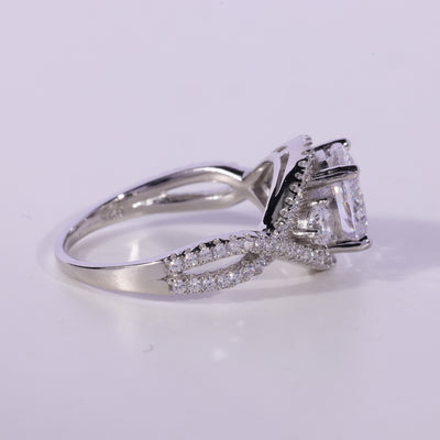 1.50CT Round Cut Diamond Twisted Pave Setting Moissanite Engagement Ring