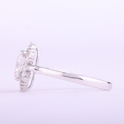 1.0CT Oval Cut Cluster Diamond Moissanite Engagement Ring