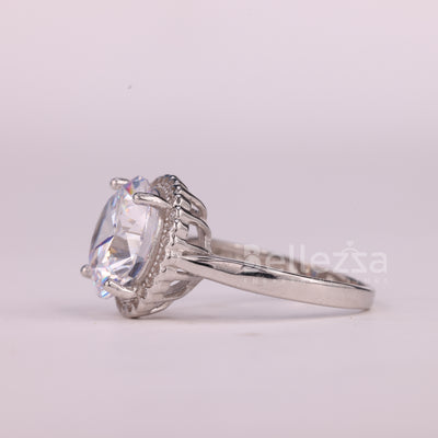 2.0CT Round Cut Halo Setting Moissanite Engagement Ring