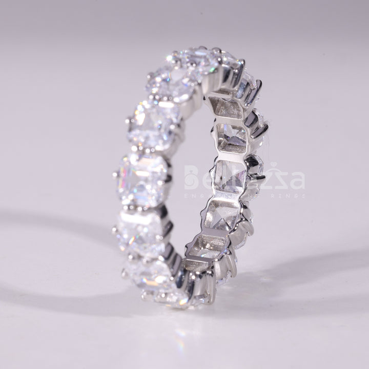 Asscher Cut Full Eternity Moissanite Wedding Band