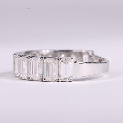 Emerald Cut Half Eternity Moissanite Wedding Band