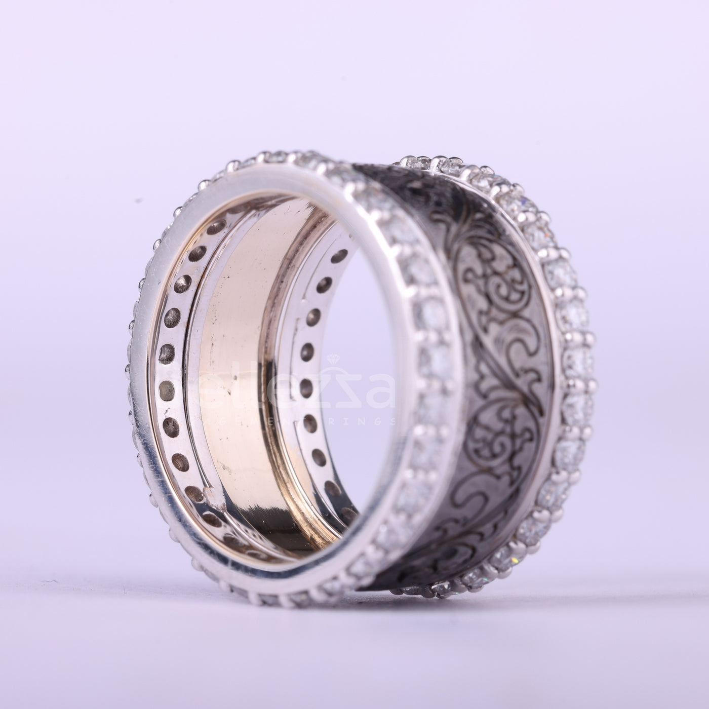 Round Cut Diamond Vintage Inspired Art Deco Unique Wedding Ring