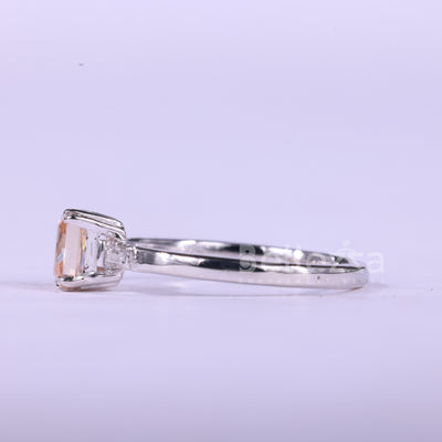0.75CT Princess Cut Orangy Pink Unique Engagement Ring